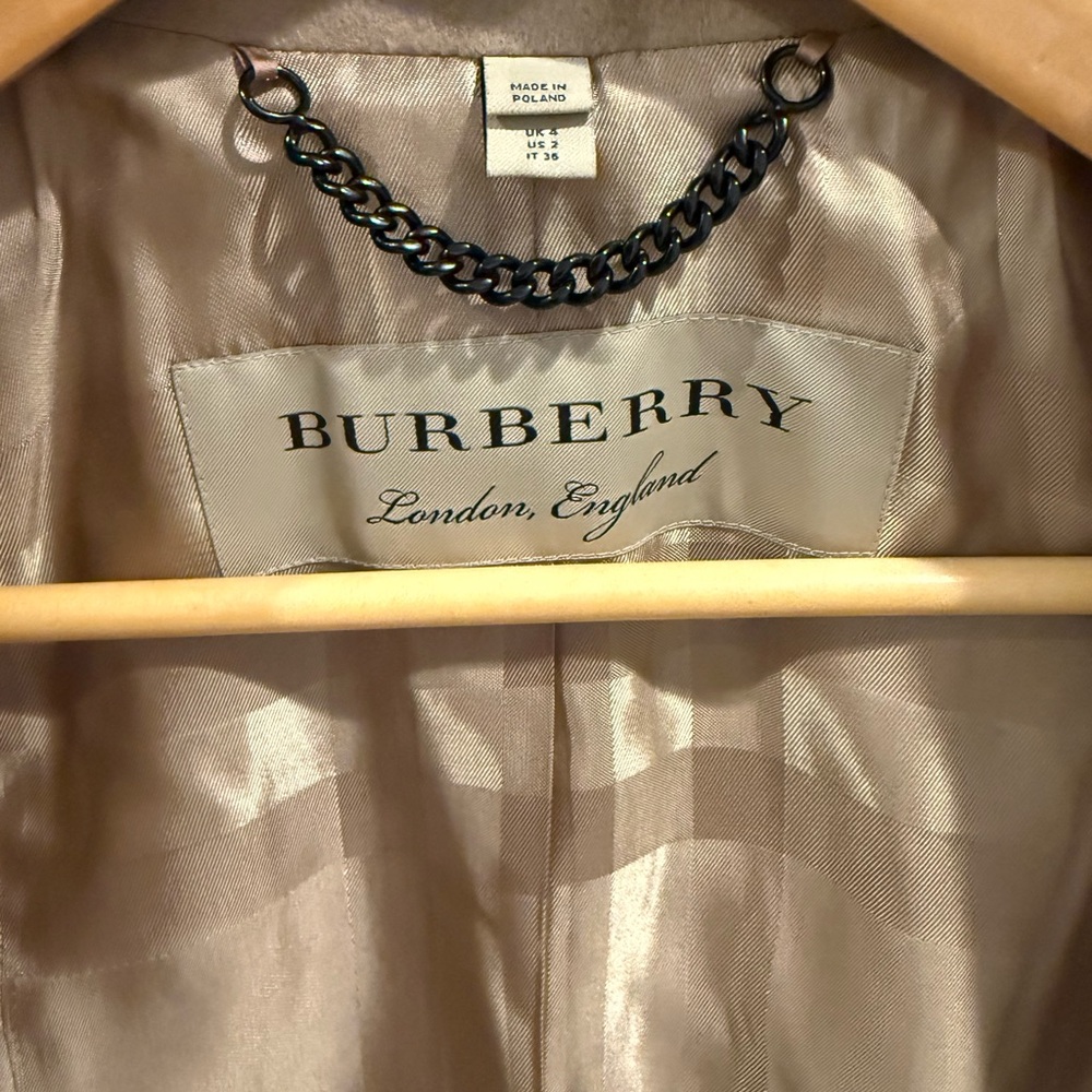 Burberry Satin Lined Coat with Chain Detail